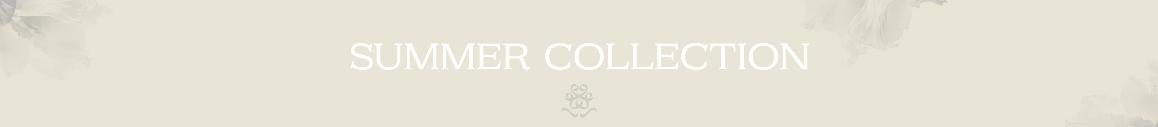 Summer Collection banner with floral accents and elegant typography for perfumes